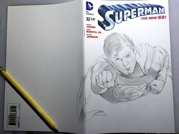 Superman front cover in progress 1