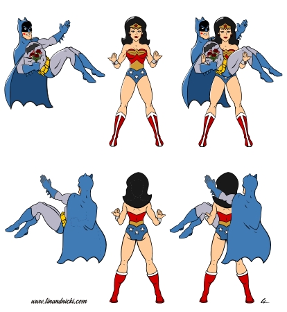 Wonder Woman Batman cake topper turnaround art