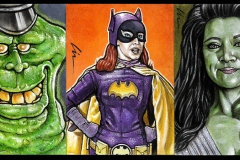 Gabe's Cave sketchcards- Slimer, Batgirl. She-Hulk
