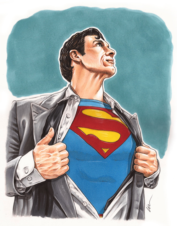 Off the drawing board and kitchen table- Superman Celebration art